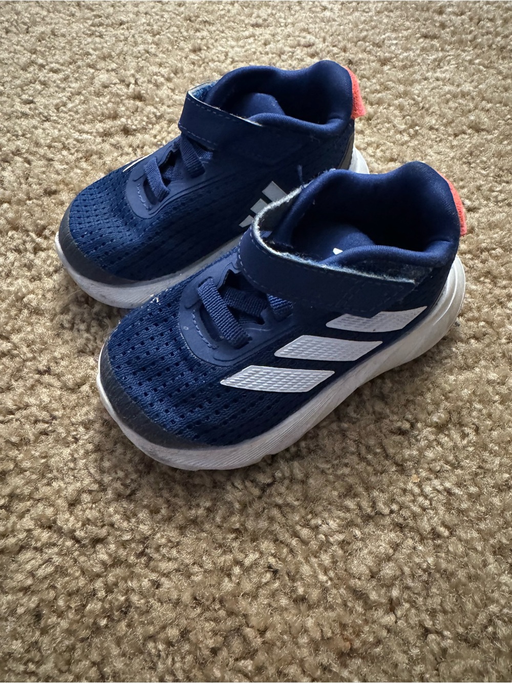 Adidas Navy Blue Kids' Athletic Sneakers with White Stripes